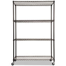 Alera® wholesale. Nsf Certified 4-shelf Wire Shelving Kit With Casters, 48w X 18d X 72h, Black. HSD Wholesale: Janitorial Supplies, Breakroom Supplies, Office Supplies.