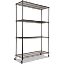 Alera® wholesale. Nsf Certified 4-shelf Wire Shelving Kit With Casters, 48w X 18d X 72h, Black. HSD Wholesale: Janitorial Supplies, Breakroom Supplies, Office Supplies.