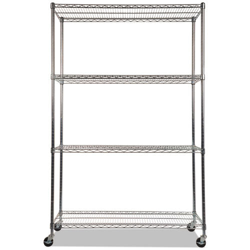 Alera® wholesale. Nsf Certified 4-shelf Wire Shelving Kit With Casters, 48w X 18d X 72h, Silver. HSD Wholesale: Janitorial Supplies, Breakroom Supplies, Office Supplies.