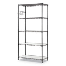 Load image into Gallery viewer, 5-shelf Wire Shelving Kit With Casters And Shelf Liners, 36w X 18d X 72h, Black Anthracite