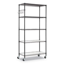 Load image into Gallery viewer, 5-shelf Wire Shelving Kit With Casters And Shelf Liners, 36w X 18d X 72h, Black Anthracite