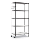5-shelf Wire Shelving Kit With Casters And Shelf Liners, 36w X 18d X 72h, Black Anthracite