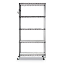 Load image into Gallery viewer, 5-shelf Wire Shelving Kit With Casters And Shelf Liners, 36w X 18d X 72h, Black Anthracite