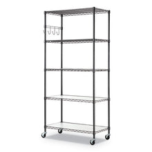 Load image into Gallery viewer, 5-shelf Wire Shelving Kit With Casters And Shelf Liners, 36w X 18d X 72h, Black Anthracite