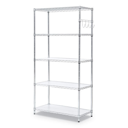 Alera® wholesale. 5-shelf Wire Shelving Kit With Casters And Shelf Liners, 36w X 18d X 72h, Silver. HSD Wholesale: Janitorial Supplies, Breakroom Supplies, Office Supplies.