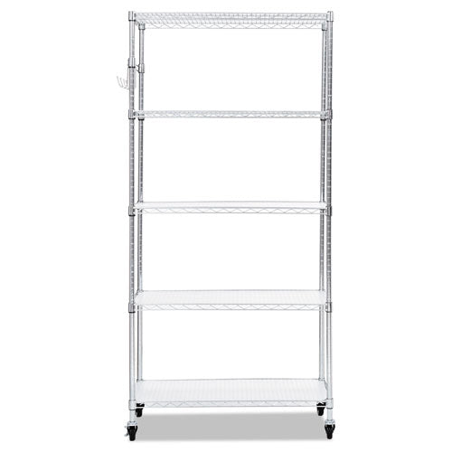 Alera® wholesale. 5-shelf Wire Shelving Kit With Casters And Shelf Liners, 36w X 18d X 72h, Silver. HSD Wholesale: Janitorial Supplies, Breakroom Supplies, Office Supplies.