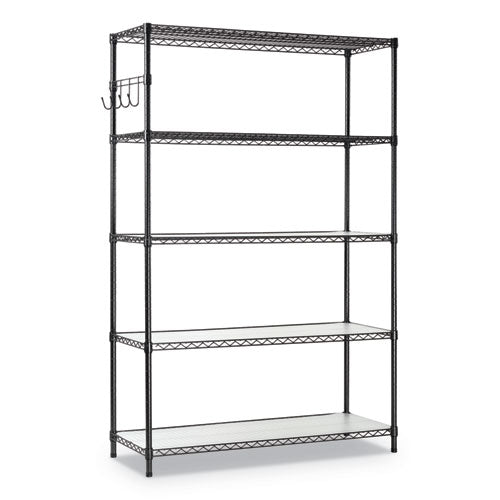 Alera® wholesale. 5-shelf Wire Shelving Kit With Casters And Shelf Liners, 48w X 18d X 72h, Black Anthracite. HSD Wholesale: Janitorial Supplies, Breakroom Supplies, Office Supplies.
