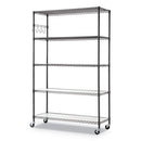 Alera® wholesale. 5-shelf Wire Shelving Kit With Casters And Shelf Liners, 48w X 18d X 72h, Black Anthracite. HSD Wholesale: Janitorial Supplies, Breakroom Supplies, Office Supplies.