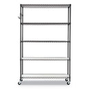 Alera® wholesale. 5-shelf Wire Shelving Kit With Casters And Shelf Liners, 48w X 18d X 72h, Black Anthracite. HSD Wholesale: Janitorial Supplies, Breakroom Supplies, Office Supplies.
