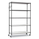 Alera® wholesale. 5-shelf Wire Shelving Kit With Casters And Shelf Liners, 48w X 18d X 72h, Black Anthracite. HSD Wholesale: Janitorial Supplies, Breakroom Supplies, Office Supplies.