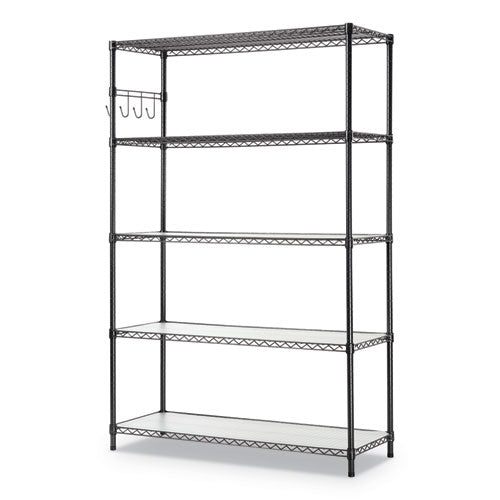 Alera® wholesale. 5-shelf Wire Shelving Kit With Casters And Shelf Liners, 48w X 18d X 72h, Black Anthracite. HSD Wholesale: Janitorial Supplies, Breakroom Supplies, Office Supplies.