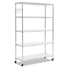 Load image into Gallery viewer, 5-shelf Wire Shelving Kit With Casters And Shelf Liners, 48w X 18d X 72h, Silver