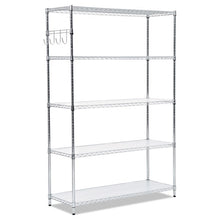 Load image into Gallery viewer, 5-shelf Wire Shelving Kit With Casters And Shelf Liners, 48w X 18d X 72h, Silver