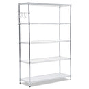 5-shelf Wire Shelving Kit With Casters And Shelf Liners, 48w X 18d X 72h, Silver