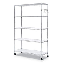 Load image into Gallery viewer, 5-shelf Wire Shelving Kit With Casters And Shelf Liners, 48w X 18d X 72h, Silver