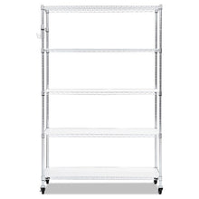 Load image into Gallery viewer, 5-shelf Wire Shelving Kit With Casters And Shelf Liners, 48w X 18d X 72h, Silver