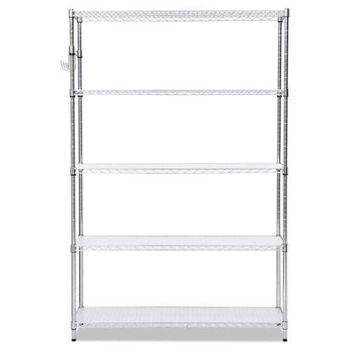 5-shelf Wire Shelving Kit With Casters And Shelf Liners, 48w X 18d X 72h, Silver