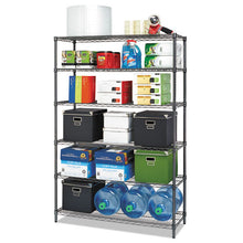 Load image into Gallery viewer, Alera® wholesale. Nsf Certified 6-shelf Wire Shelving Kit, 48w X 18d X 72h, Black Anthracite. HSD Wholesale: Janitorial Supplies, Breakroom Supplies, Office Supplies.