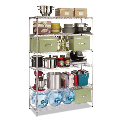 Alera® wholesale. Nsf Certified 6-shelf Wire Shelving Kit, 48w X 18d X 72h, Silver. HSD Wholesale: Janitorial Supplies, Breakroom Supplies, Office Supplies.