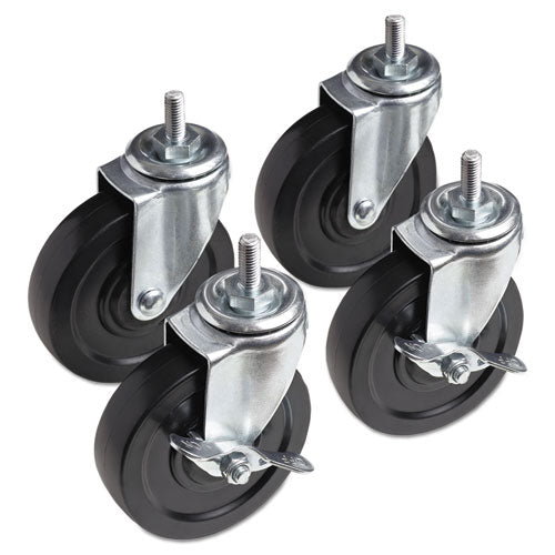 Alera® wholesale. Optional Casters For Wire Shelving, 125 Lbs-caster, Black, 4-set. HSD Wholesale: Janitorial Supplies, Breakroom Supplies, Office Supplies.