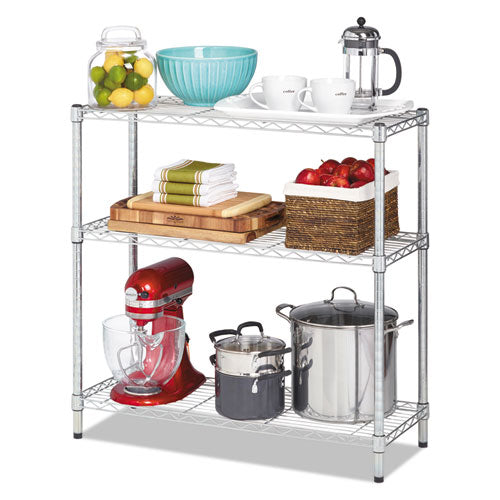 Alera® wholesale. Residential Wire Shelving, Three-shelf, 36w X 14d X 36h, Silver. HSD Wholesale: Janitorial Supplies, Breakroom Supplies, Office Supplies.