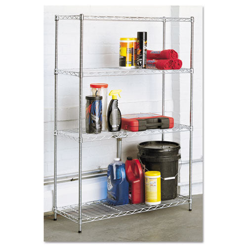 Alera® wholesale. Residential Wire Shelving, Four-shelf, 36w X 14d X 54h, Silver. HSD Wholesale: Janitorial Supplies, Breakroom Supplies, Office Supplies.