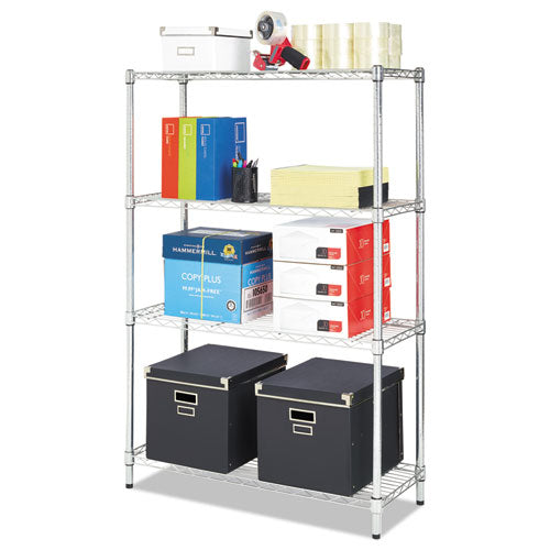 Alera® wholesale. Residential Wire Shelving, Four-shelf, 36w X 14d X 54h, Silver. HSD Wholesale: Janitorial Supplies, Breakroom Supplies, Office Supplies.