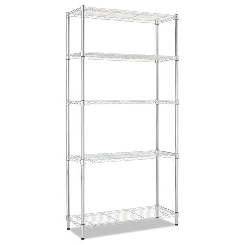Alera® wholesale. Residential Wire Shelving, Five-shelf, 36w X 14d X 72h, Silver. HSD Wholesale: Janitorial Supplies, Breakroom Supplies, Office Supplies.
