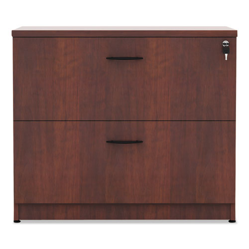 Alera® wholesale. Alera Valencia Series Two Drawer Lateral File, 34w X 22.75d X 29.5h, Cherry. HSD Wholesale: Janitorial Supplies, Breakroom Supplies, Office Supplies.