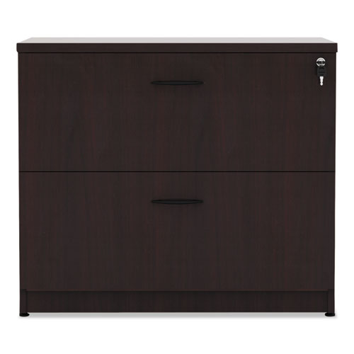 Alera® wholesale. Alera Valencia Series Two Drawer Lateral File, 34w X 22.75d X 29.5h, Mahogany. HSD Wholesale: Janitorial Supplies, Breakroom Supplies, Office Supplies.