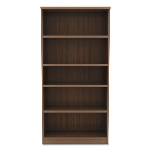 Alera® wholesale. Alera Valencia Series Bookcase, Five-shelf, 31 3-4w X 14d X 64 3-4h, Modern Walnut. HSD Wholesale: Janitorial Supplies, Breakroom Supplies, Office Supplies.
