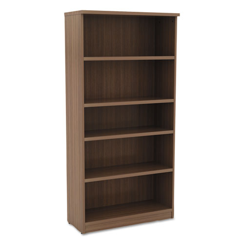 Alera® wholesale. Alera Valencia Series Bookcase, Five-shelf, 31 3-4w X 14d X 64 3-4h, Modern Walnut. HSD Wholesale: Janitorial Supplies, Breakroom Supplies, Office Supplies.