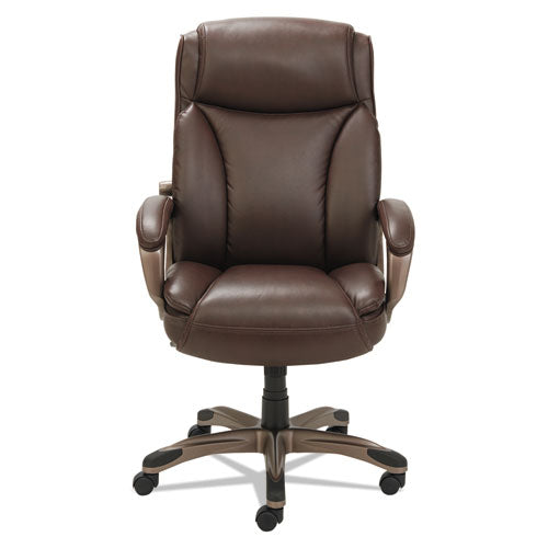 Alera® wholesale. Alera Veon Series Executive High-back Bonded Leather Chair, Supports Up To 275 Lbs., Brown Seat-brown Back, Bronze Base. HSD Wholesale: Janitorial Supplies, Breakroom Supplies, Office Supplies.