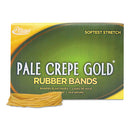 Alliance® wholesale. Pale Crepe Gold Rubber Bands, Size 19, 0.04" Gauge, Crepe, 1 Lb Box, 1,890-box. HSD Wholesale: Janitorial Supplies, Breakroom Supplies, Office Supplies.