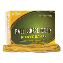 Load image into Gallery viewer, Alliance® wholesale. Pale Crepe Gold Rubber Bands, Size 117b, 0.06&quot; Gauge, Crepe, 1 Lb Box, 300-box. HSD Wholesale: Janitorial Supplies, Breakroom Supplies, Office Supplies.