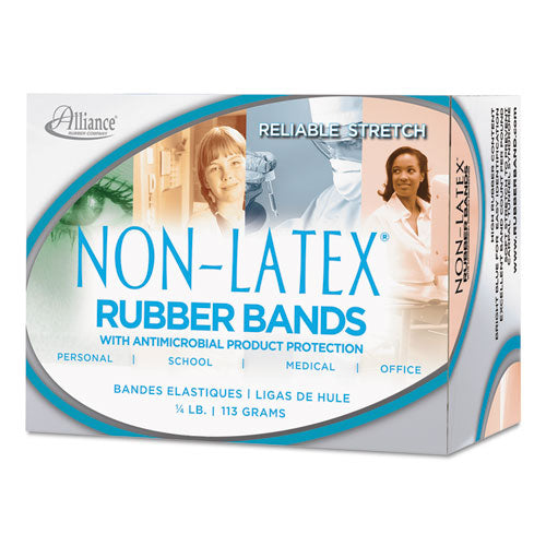 Alliance® wholesale. Antimicrobial Non-latex Rubber Bands, Size 33, 0.04" Gauge, Cyan Blue, 4 Oz Box, 180-box. HSD Wholesale: Janitorial Supplies, Breakroom Supplies, Office Supplies.