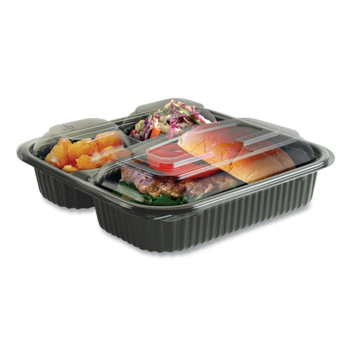 Anchor Packaging wholesale. Culinary Squares 2-piece-3-compartment Microwavable Container, 21 Oz-6 Oz-6 Oz, 8.46 X 8.46 X 2.5, Clear-black, 150-carton. HSD Wholesale: Janitorial Supplies, Breakroom Supplies, Office Supplies.