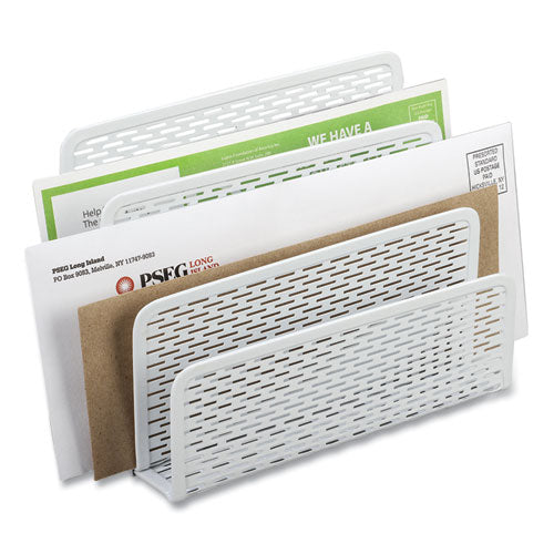 Artistic® wholesale. Urban Collection Punched Metal Letter Sorter, 3 Sections, Dl To A6 Size Files, 6.5" X 3.25" X 5.5", White. HSD Wholesale: Janitorial Supplies, Breakroom Supplies, Office Supplies.
