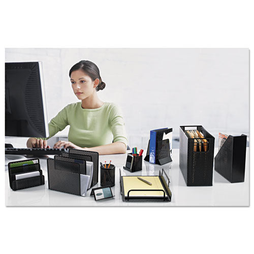 Artistic® wholesale. Urban Collection Punched Metal Letter Sorter, 3 Sections, Dl To A6 Size Files, 6.5" X 3.25" X 5.5", Black. HSD Wholesale: Janitorial Supplies, Breakroom Supplies, Office Supplies.