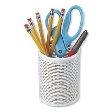 Load image into Gallery viewer, Artistic® wholesale. Urban Collection Punched Metal Pencil Cup, 3 1-2 X 4 1-2, White. HSD Wholesale: Janitorial Supplies, Breakroom Supplies, Office Supplies.