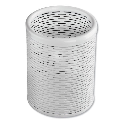 Artistic® wholesale. Urban Collection Punched Metal Pencil Cup, 3 1-2 X 4 1-2, White. HSD Wholesale: Janitorial Supplies, Breakroom Supplies, Office Supplies.