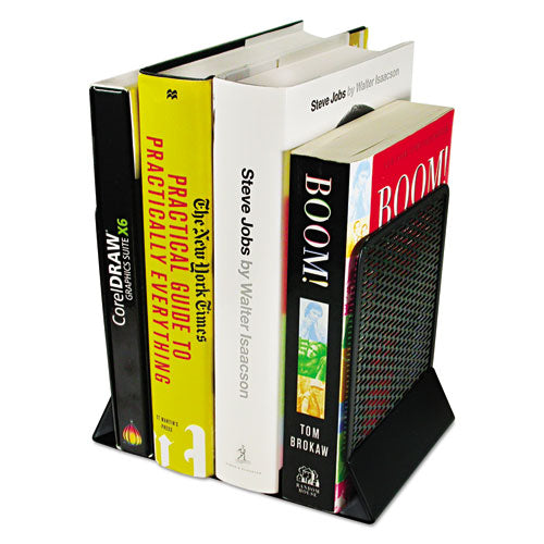 Artistic® wholesale. Urban Collection Punched Metal Bookends, 6 1-2 X 6 1-2 X 5 1-2, Black. HSD Wholesale: Janitorial Supplies, Breakroom Supplies, Office Supplies.