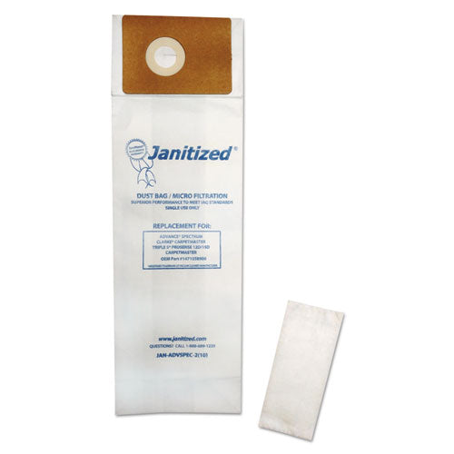 Janitized® wholesale. Vacuum Filter Bags Designed To Fit Advance Spectrum Carpetmaster, 100-carton. HSD Wholesale: Janitorial Supplies, Breakroom Supplies, Office Supplies.