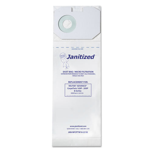 Janitized® wholesale. Vacuum Filter Bags Designed To Fit Nilfisk Carpetwin Upright 16xp-20xp, 100-ct. HSD Wholesale: Janitorial Supplies, Breakroom Supplies, Office Supplies.