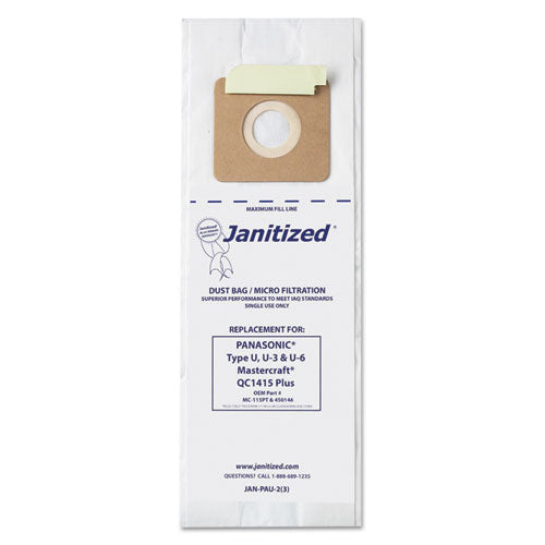 Janitized® wholesale. Vacuum Filter Bags Designed To Fit Panasonic Upright Type U, 36-ct. HSD Wholesale: Janitorial Supplies, Breakroom Supplies, Office Supplies.