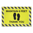 Apache Mills® wholesale. Message Floor Mats, 24 X 36, Black-yellow, "maintain 6 Feet Thank You". HSD Wholesale: Janitorial Supplies, Breakroom Supplies, Office Supplies.