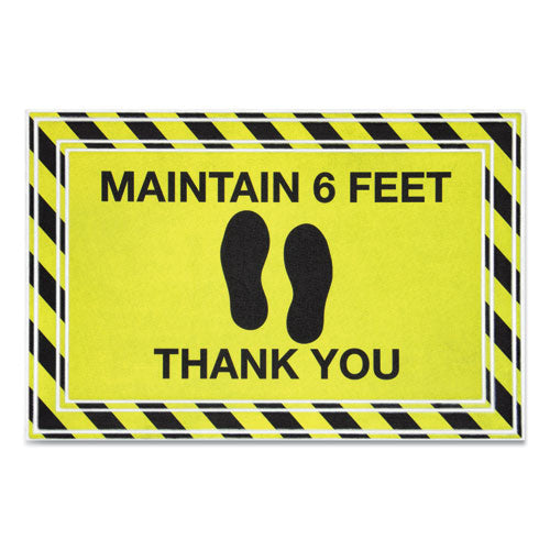 Apache Mills® wholesale. Message Floor Mats, 24 X 36, Black-yellow, "maintain 6 Feet Thank You". HSD Wholesale: Janitorial Supplies, Breakroom Supplies, Office Supplies.