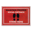 Apache Mills® wholesale. Message Floor Mats, 24 X 36, Red-black, "maintain Social Distance Stand Here". HSD Wholesale: Janitorial Supplies, Breakroom Supplies, Office Supplies.