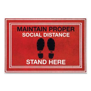 Apache Mills® wholesale. Message Floor Mats, 24 X 36, Red-black, "maintain Social Distance Stand Here". HSD Wholesale: Janitorial Supplies, Breakroom Supplies, Office Supplies.