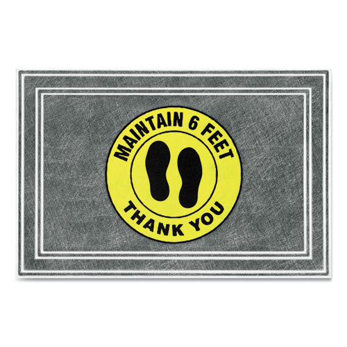 Apache Mills® wholesale. Message Floor Mats, 24 X 36, Charcoal-yellow, "maintain 6 Feet Thank You". HSD Wholesale: Janitorial Supplies, Breakroom Supplies, Office Supplies.